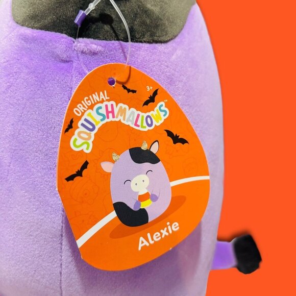 Squishmallow Alexie Purple Black Cow Holding Candy Corn 14 Inch Halloween Plush! - Picture 6 of 10